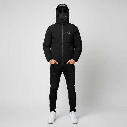 Helvetica Mountain Pioneers Eyeblock Hooded Windbreaker Jacket - Kick Game