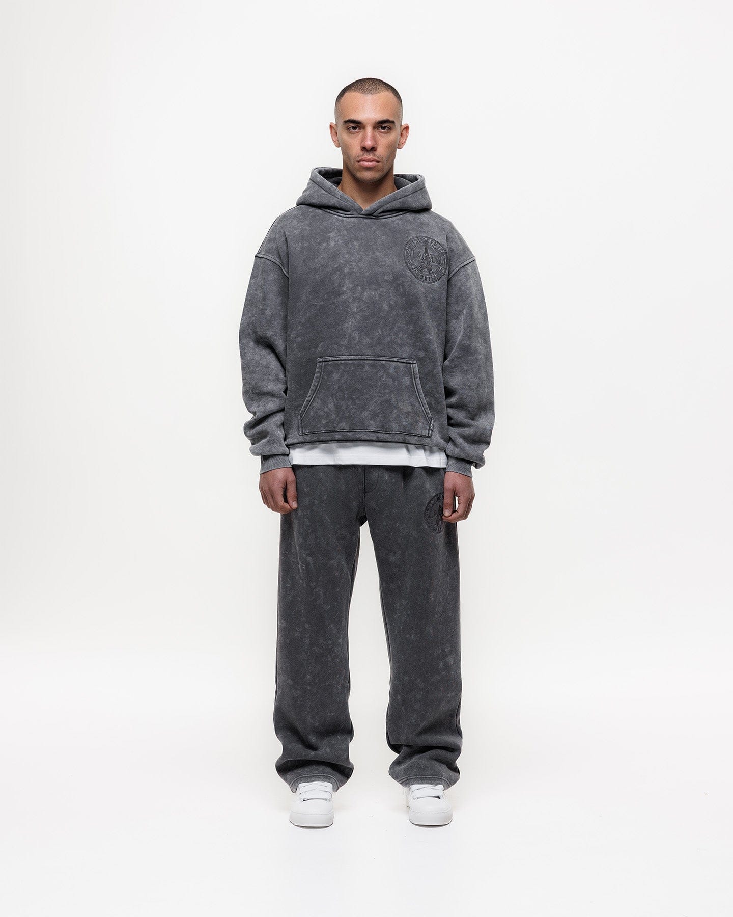 Magiri Embroidered Acid Wash Joggers 'Washed Grey' - Kick Game