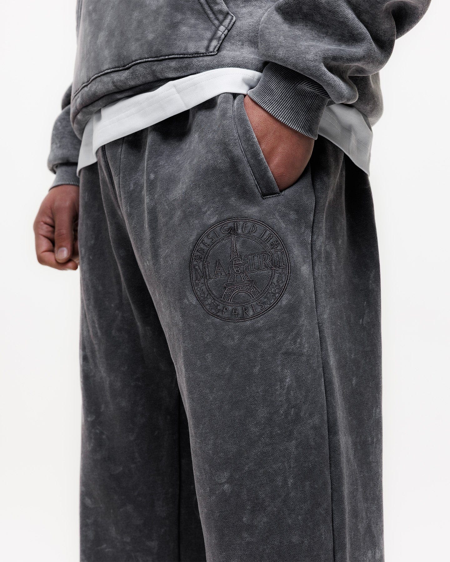 Magiri Embroidered Acid Wash Joggers 'Washed Grey' - Kick Game
