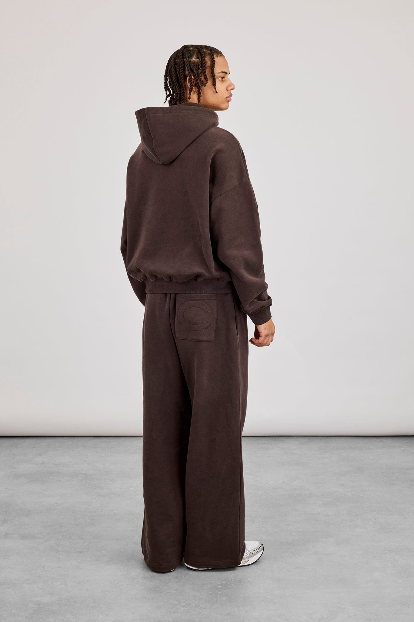 Zip Through Boxy Hoodie & Baggy Fit Jogger - Coffee - Kick Game