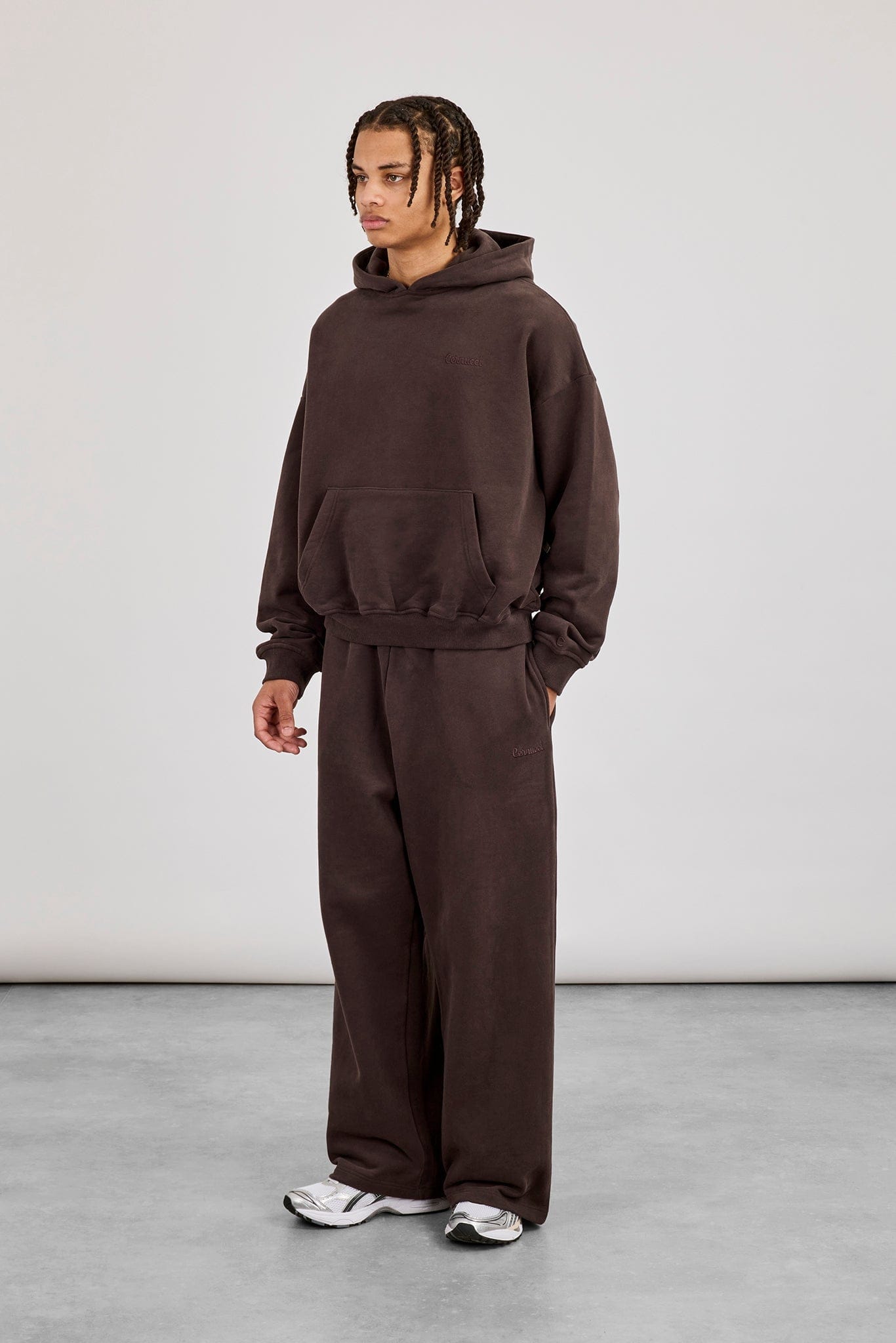 Boxy Hoodie & Baggy Fit Jogger - Coffee - Kick Game