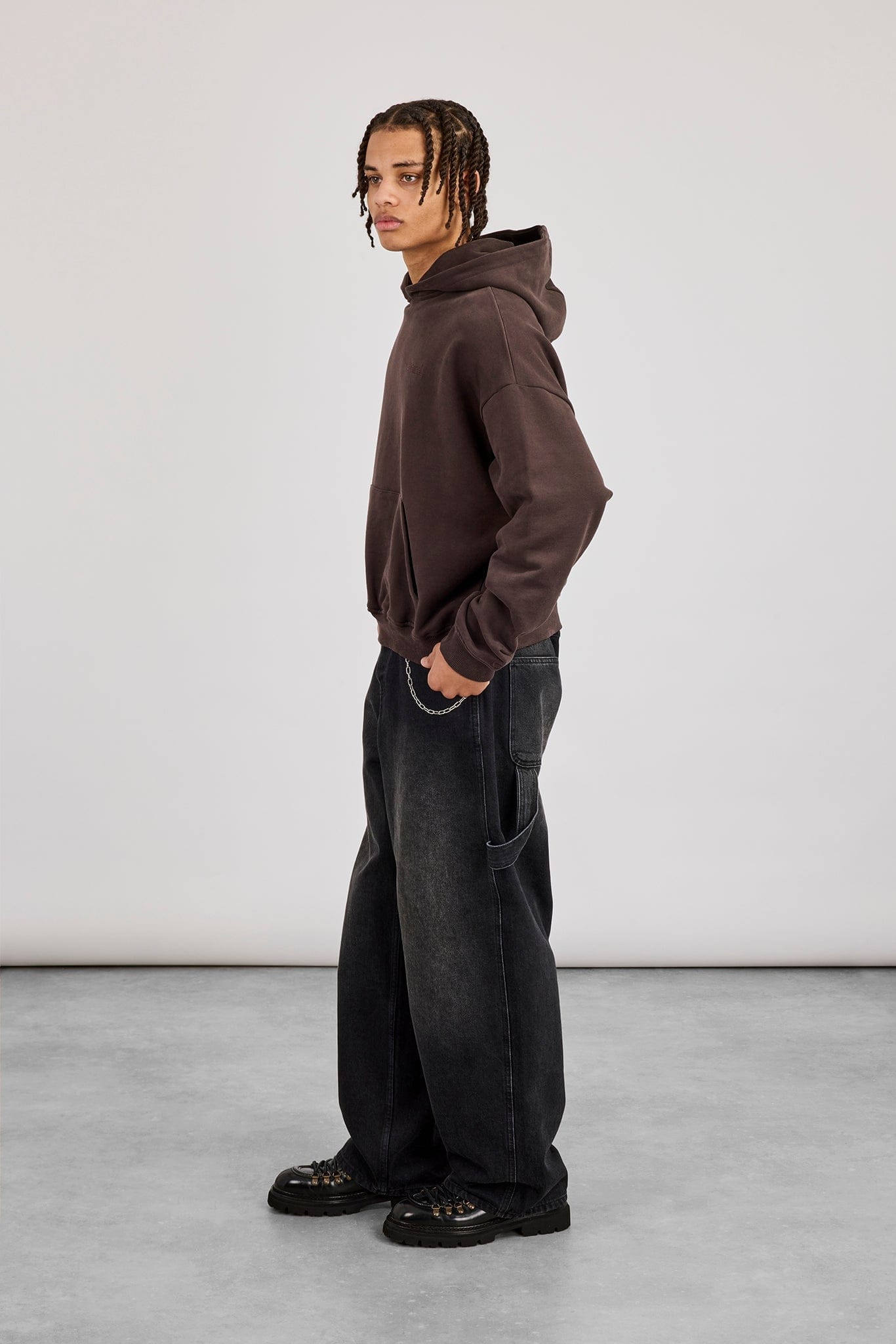 Mens Boxy Hoodie - Coffee - Kick Game