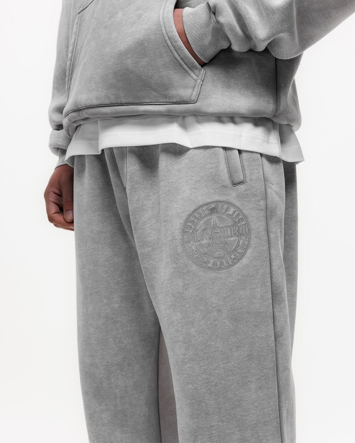 Magiri Embroidered Acid Wash Joggers 'Washed Oatmeal' - Kick Game