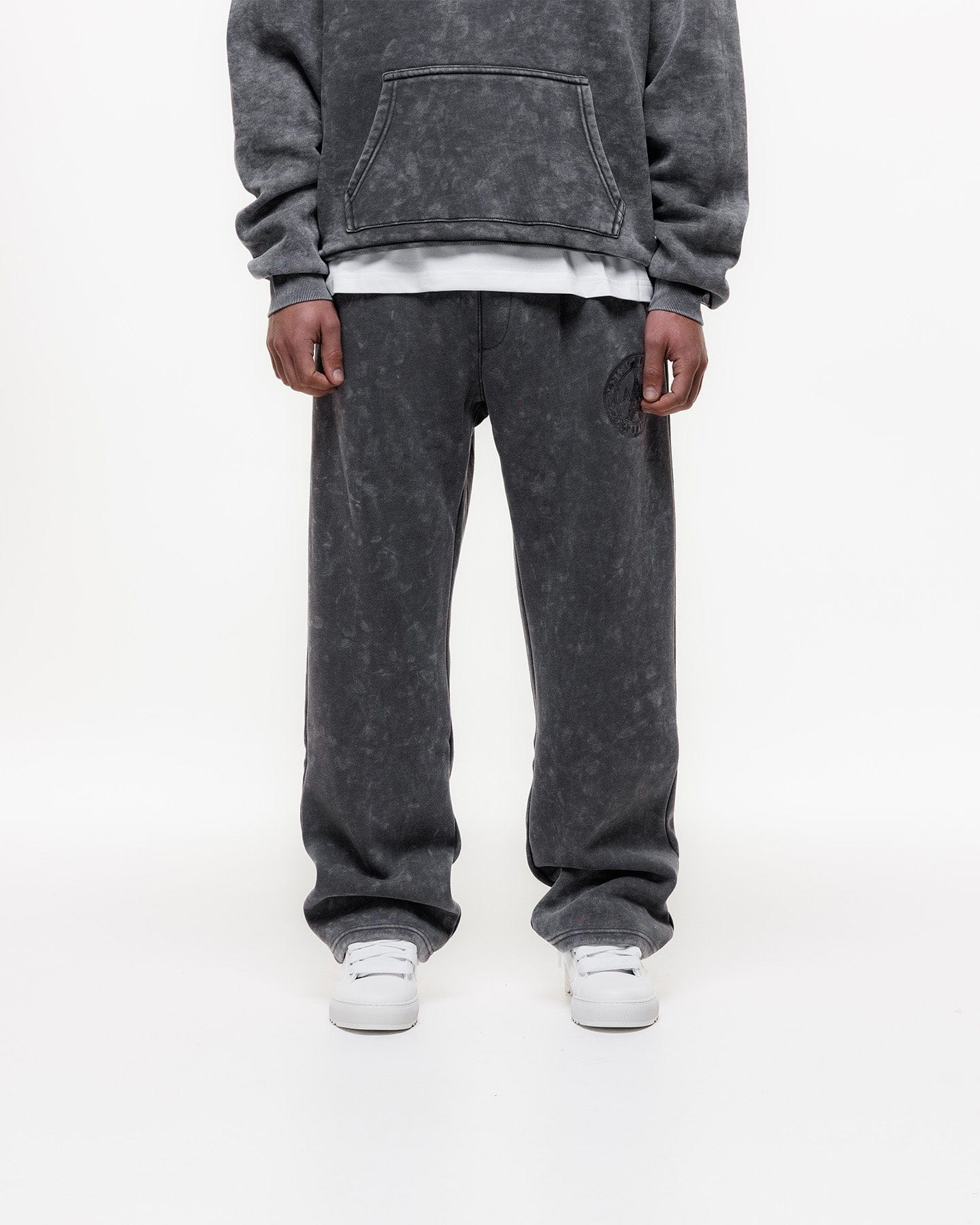Magiri Embroidered Acid Wash Joggers 'Washed Grey' - Kick Game