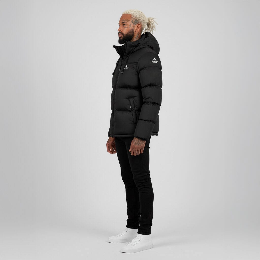 Helvetica Mountain Pioneers Middle Block Hooded Down Jacket - Kick Game