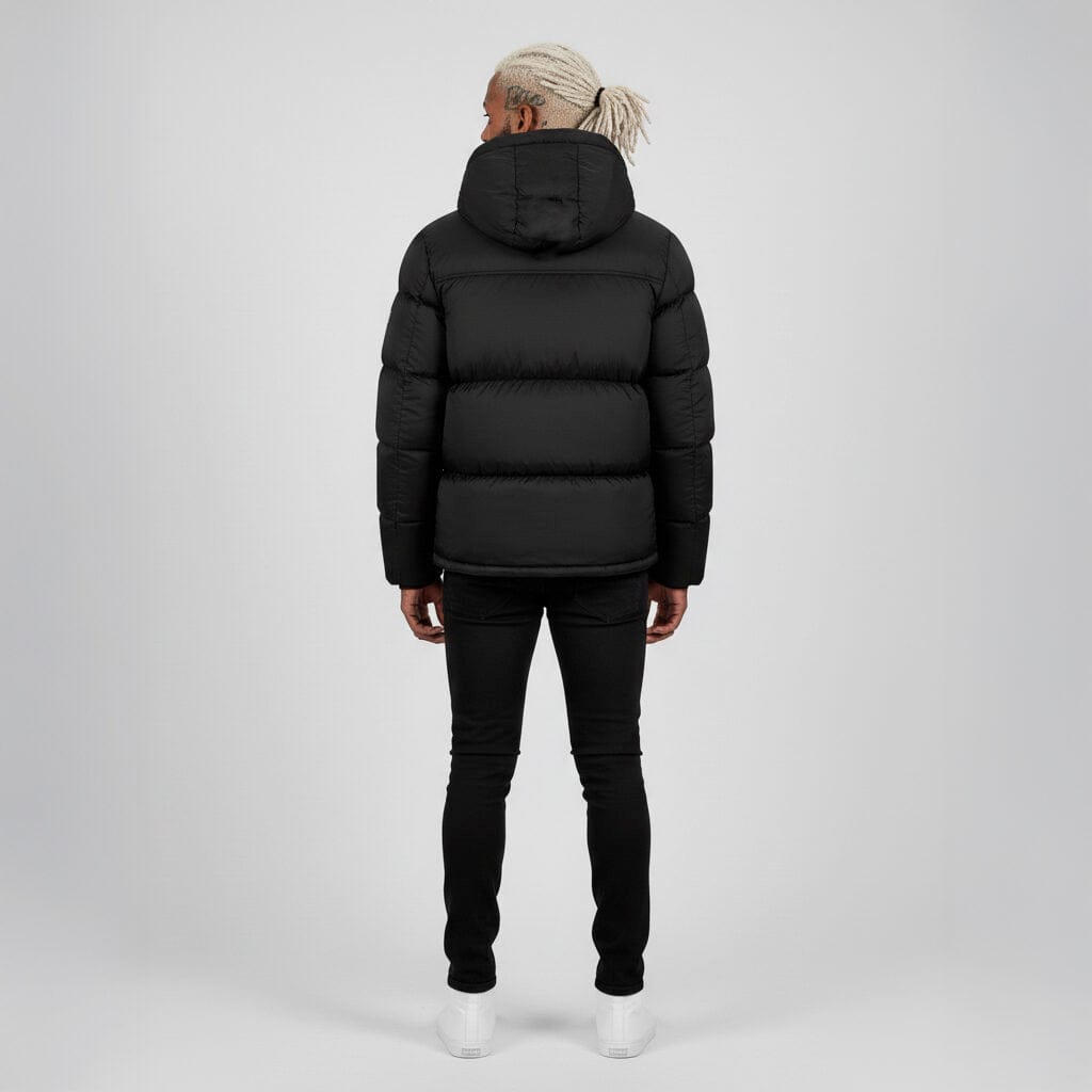 Helvetica Mountain Pioneers Middle Block Hooded Down Jacket - Kick Game