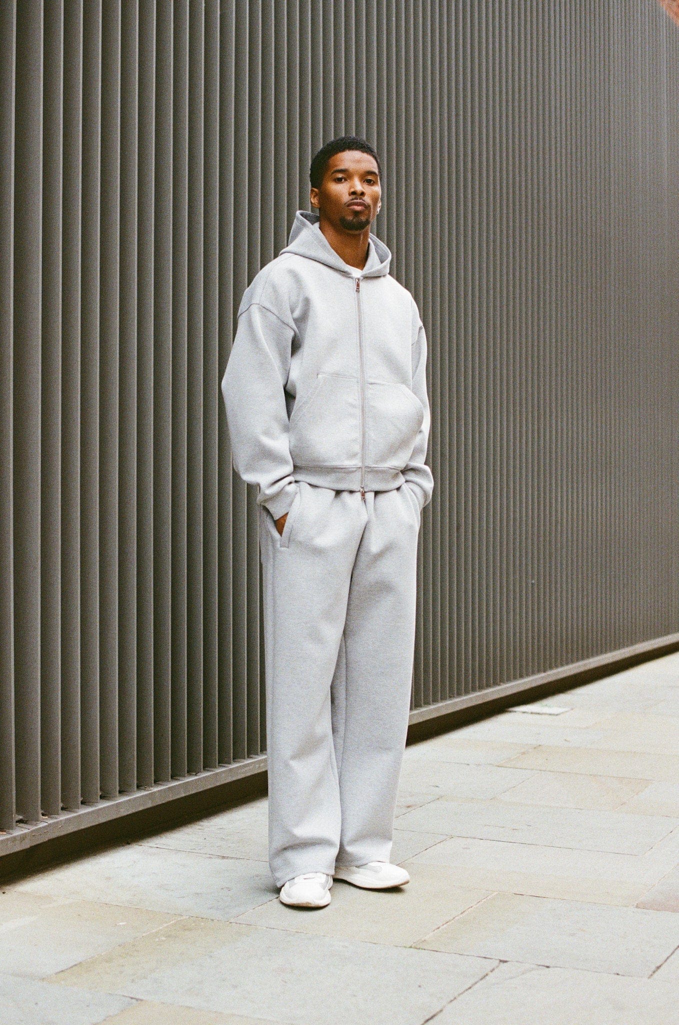 Scuba Zip Through Boxy Hoodie & Baggy Fit Trouser - Grey - Kick Game