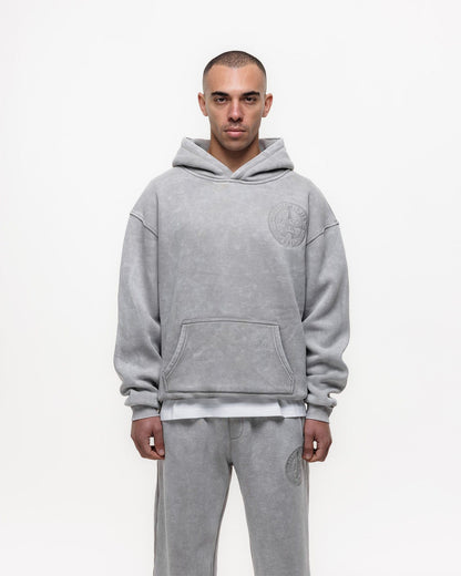 Magiri Embroidered Acid Wash Hoodie 'Washed Oatmeal' - Kick Game