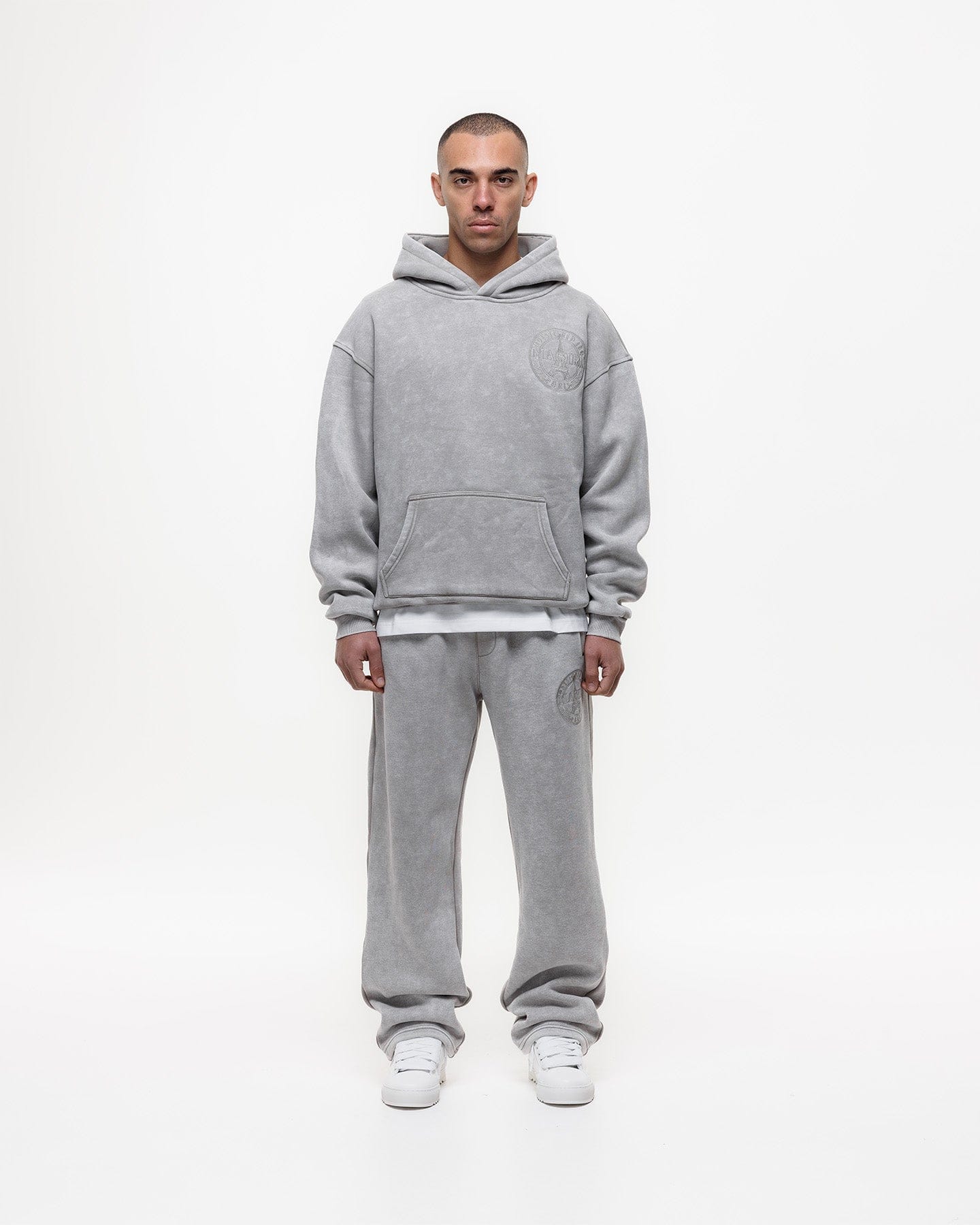 Magiri Embroidered Acid Wash Joggers 'Washed Oatmeal' - Kick Game