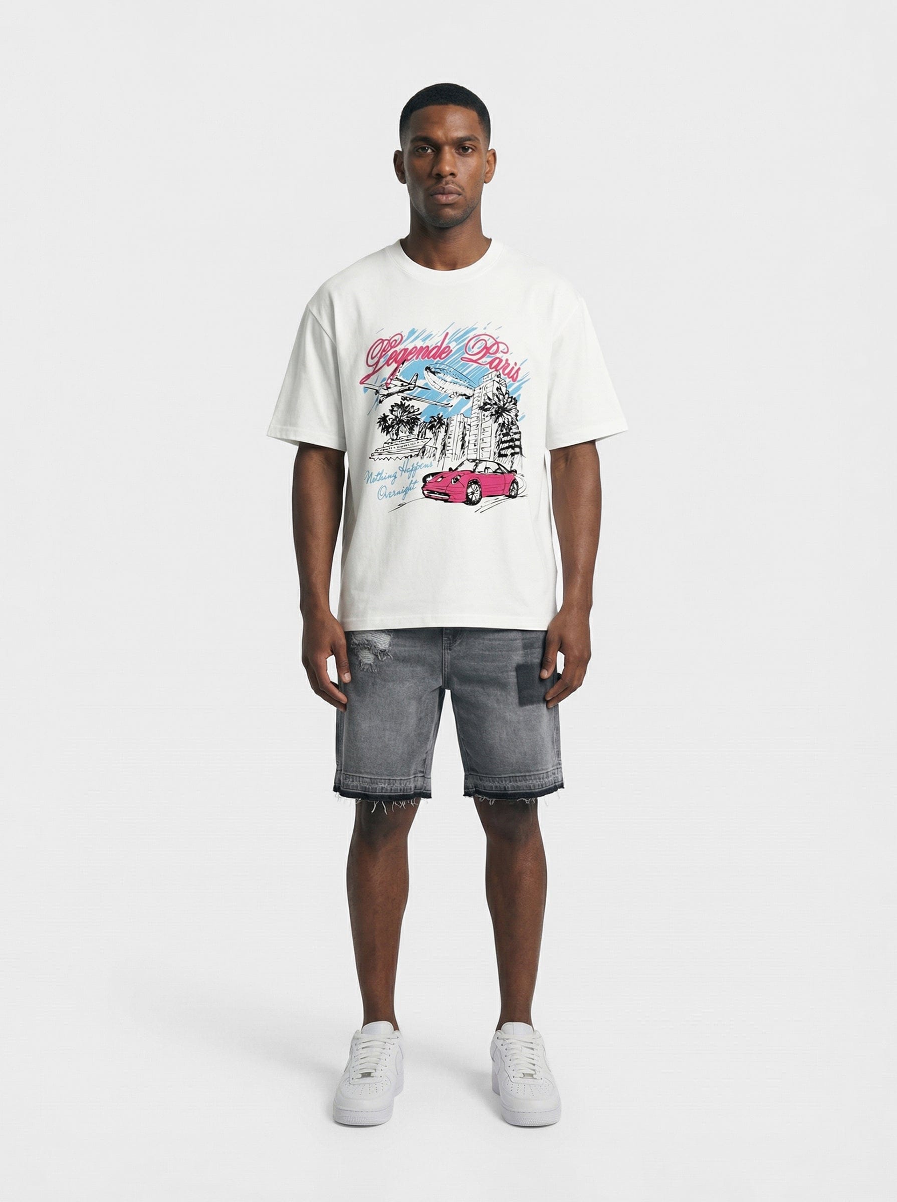 Legende Paris OVERNIGHT SKETCH T-SHIRT - WHITE - Kick Game