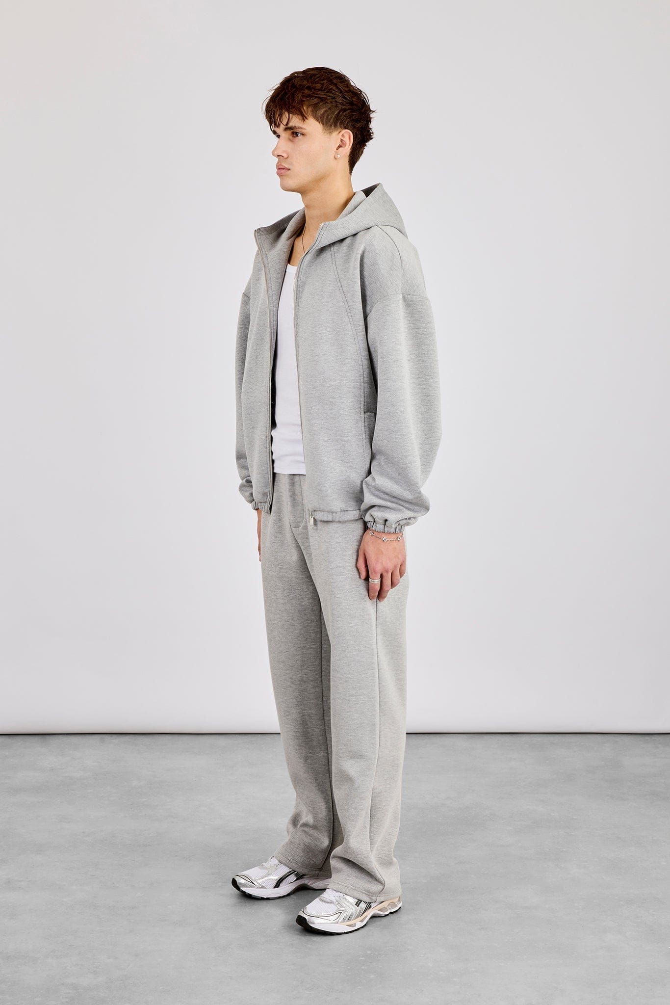 Cernucci Zip Hooded Panelled Scuba Jacket & Relaxed Scuba Trouser - Grey - Kick Game