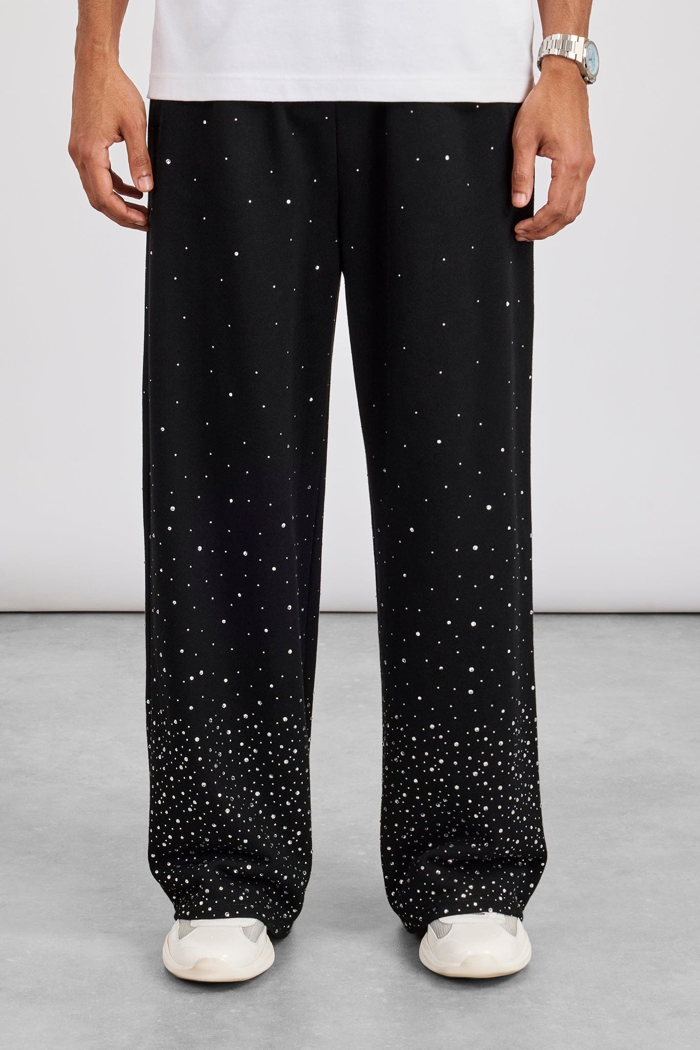 Cernucci Rhinestone Baggy Jogger - Black - Kick Game