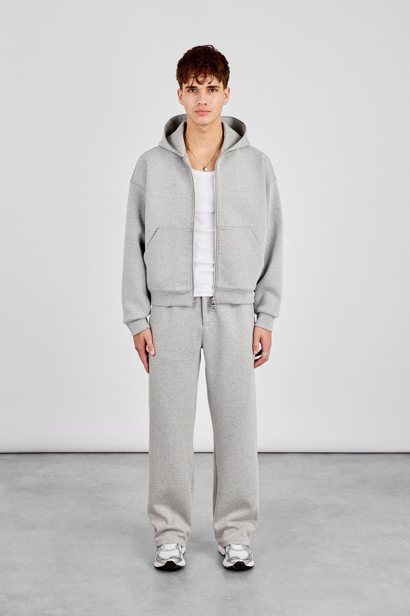 Cernucci Scuba Zip Through Boxy Hoodie & Relaxed Scuba Trouser - Grey - Kick Game
