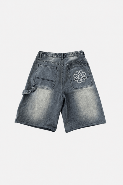 Oversized Denim Jorts - Rust Blue - Kick Game