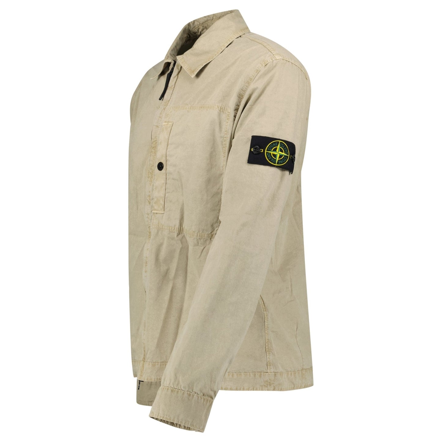 Stone Island Brushed Organic Cotton Canvas Overshirt in Desert - Kick Game