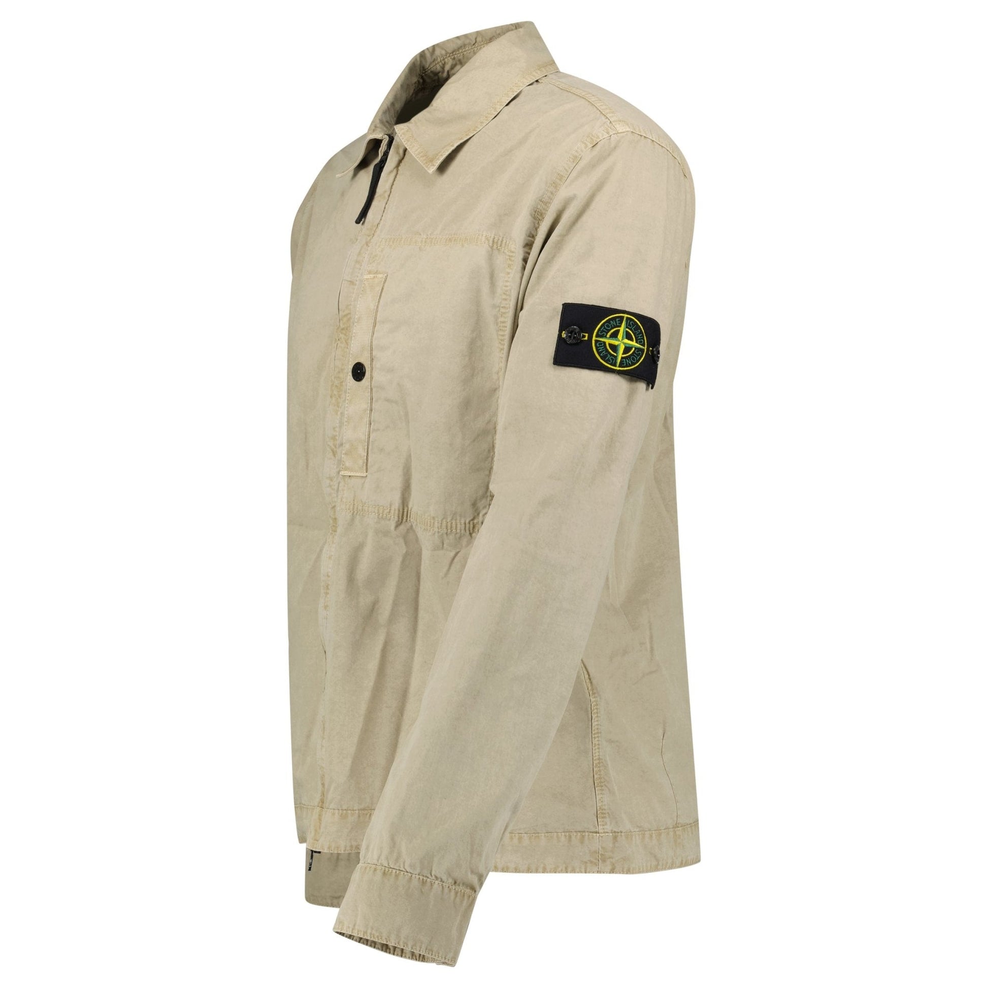 Stone Island Brushed Organic Cotton Canvas Overshirt in Desert - Kick Game