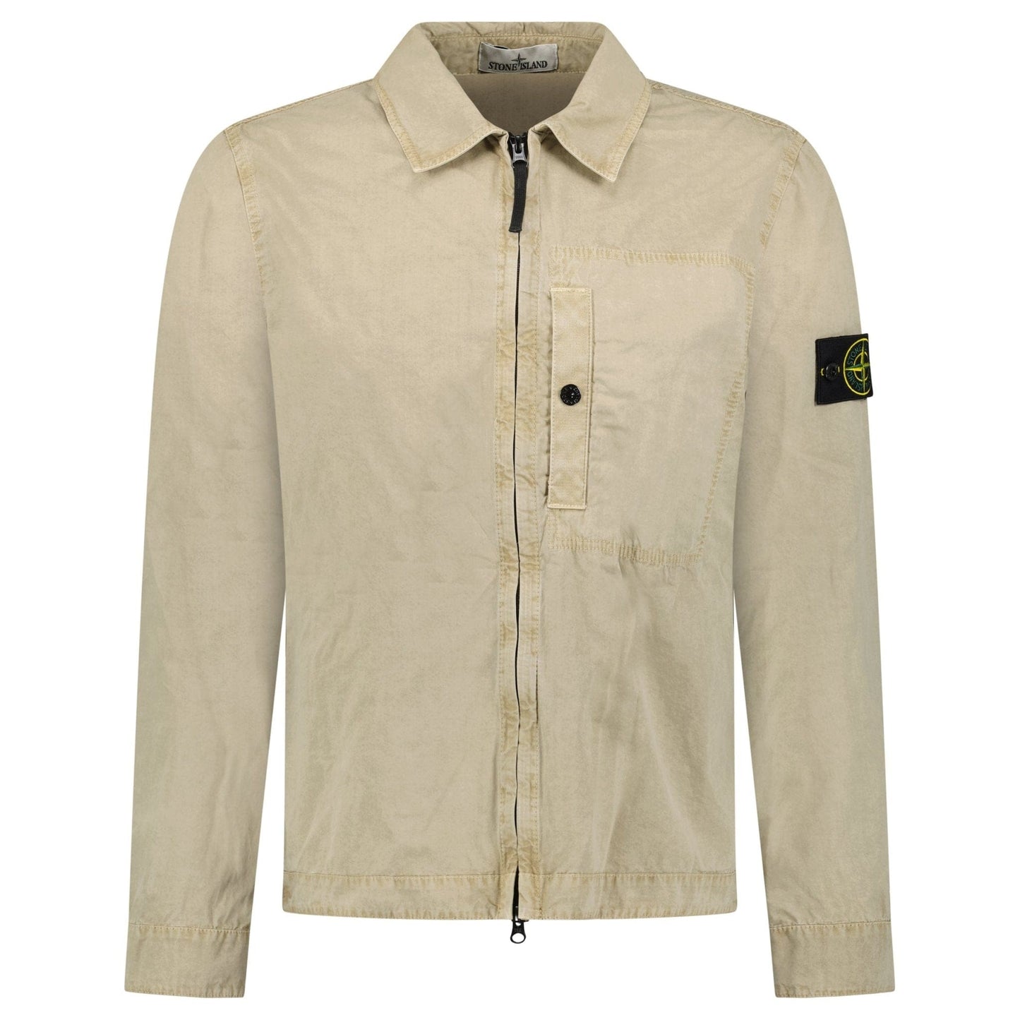 Stone Island Brushed Organic Cotton Canvas Overshirt in Desert - Kick Game