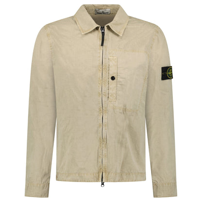 Stone Island Brushed Organic Cotton Canvas Overshirt in Desert - Kick Game