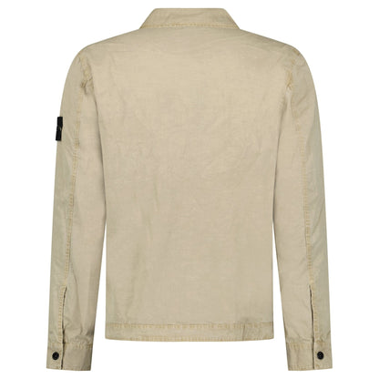 Stone Island Brushed Organic Cotton Canvas Overshirt in Desert - Kick Game
