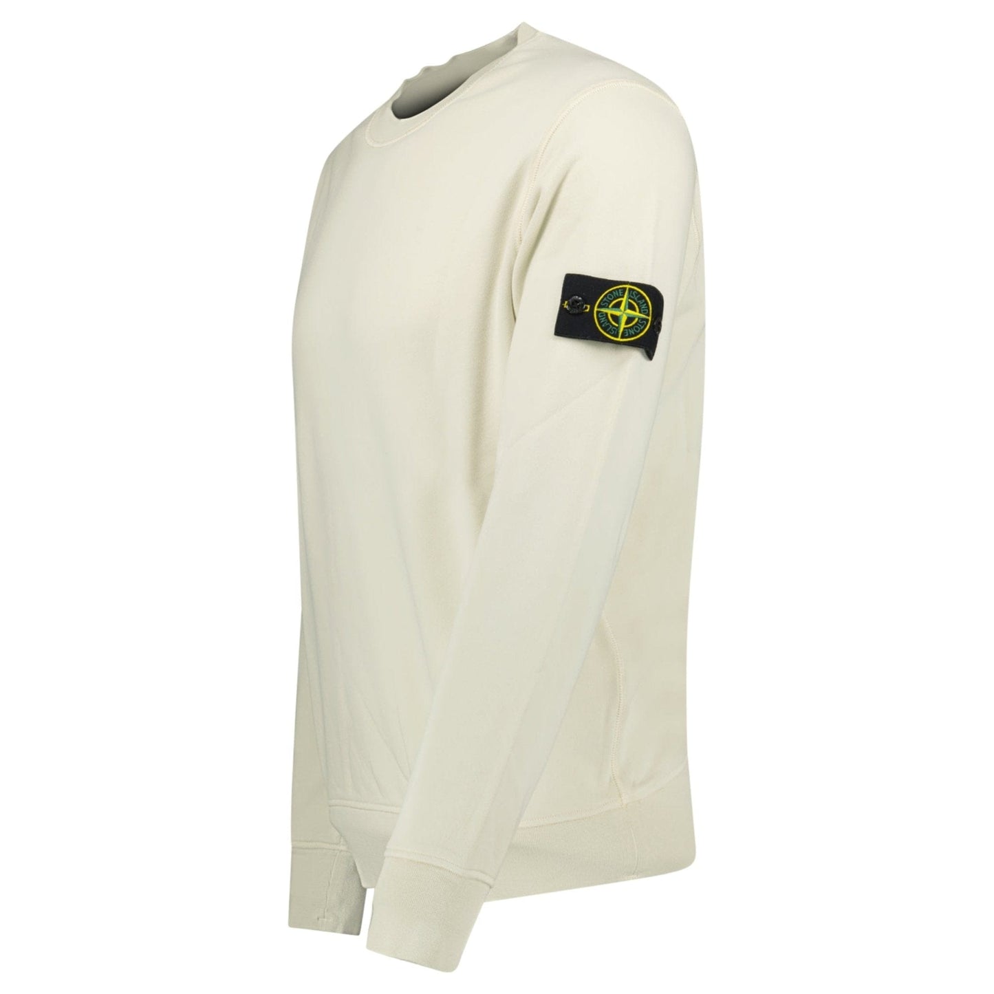 Stone Island Compass Badge Organic Cotton Crewneck Sweatshirt Sand - Kick Game