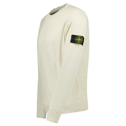 Stone Island Compass Badge Organic Cotton Crewneck Sweatshirt Sand - Kick Game