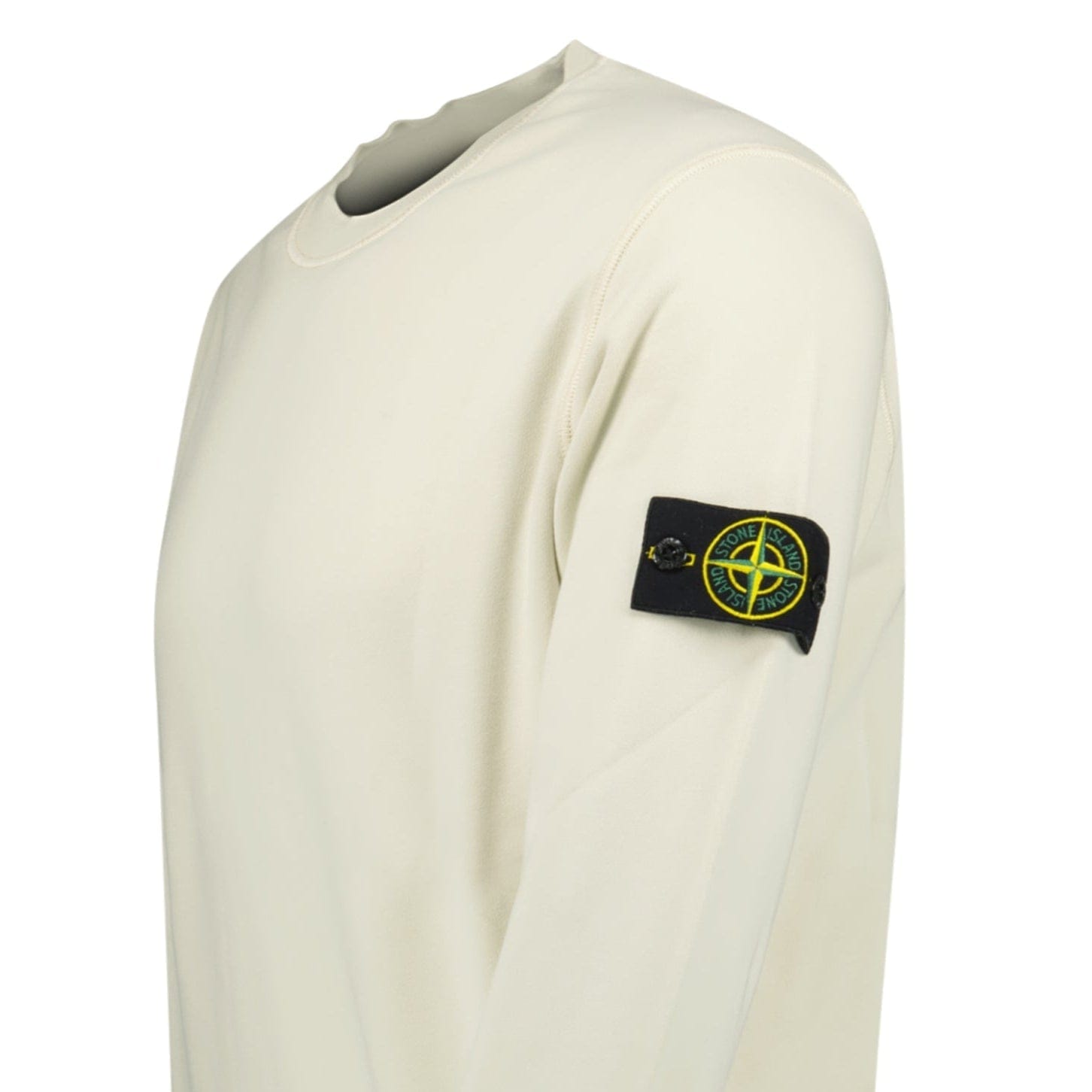 Stone Island Compass Badge Organic Cotton Crewneck Sweatshirt Sand - Kick Game