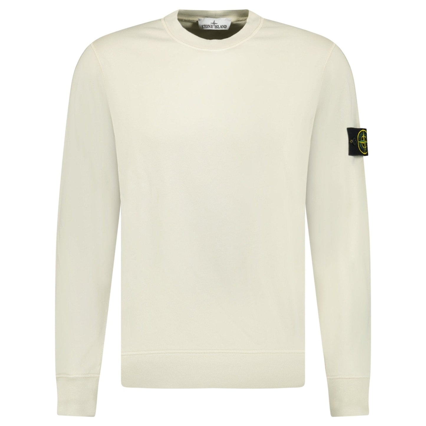 Stone Island Compass Badge Organic Cotton Crewneck Sweatshirt Sand - Kick Game