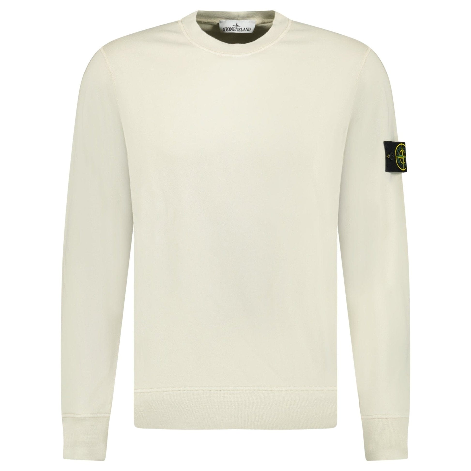 Stone Island Compass Badge Organic Cotton Crewneck Sweatshirt Sand - Kick Game