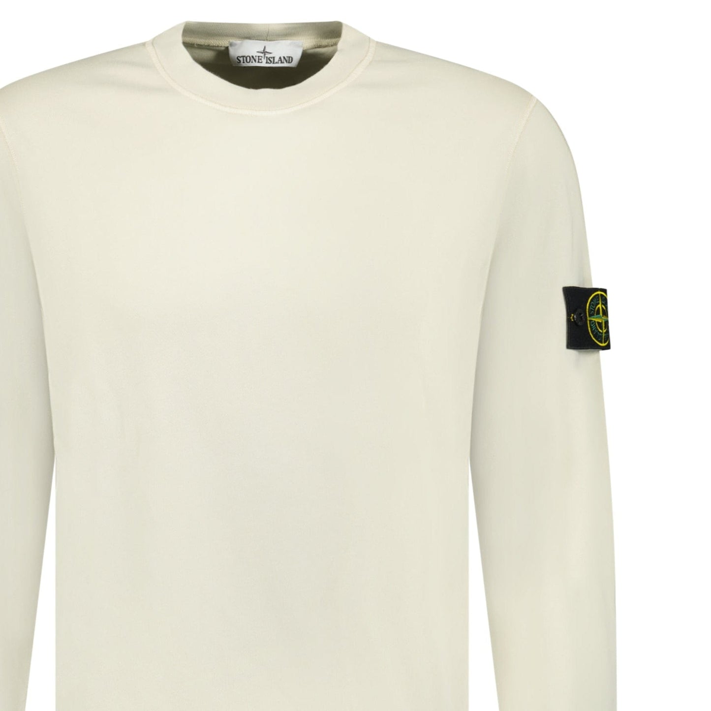 Stone Island Compass Badge Organic Cotton Crewneck Sweatshirt Sand - Kick Game