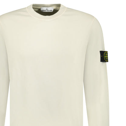 Stone Island Compass Badge Organic Cotton Crewneck Sweatshirt Sand - Kick Game