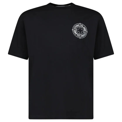 Stone Island Compass-Print Crewneck T-Shirt in Black - Kick Game