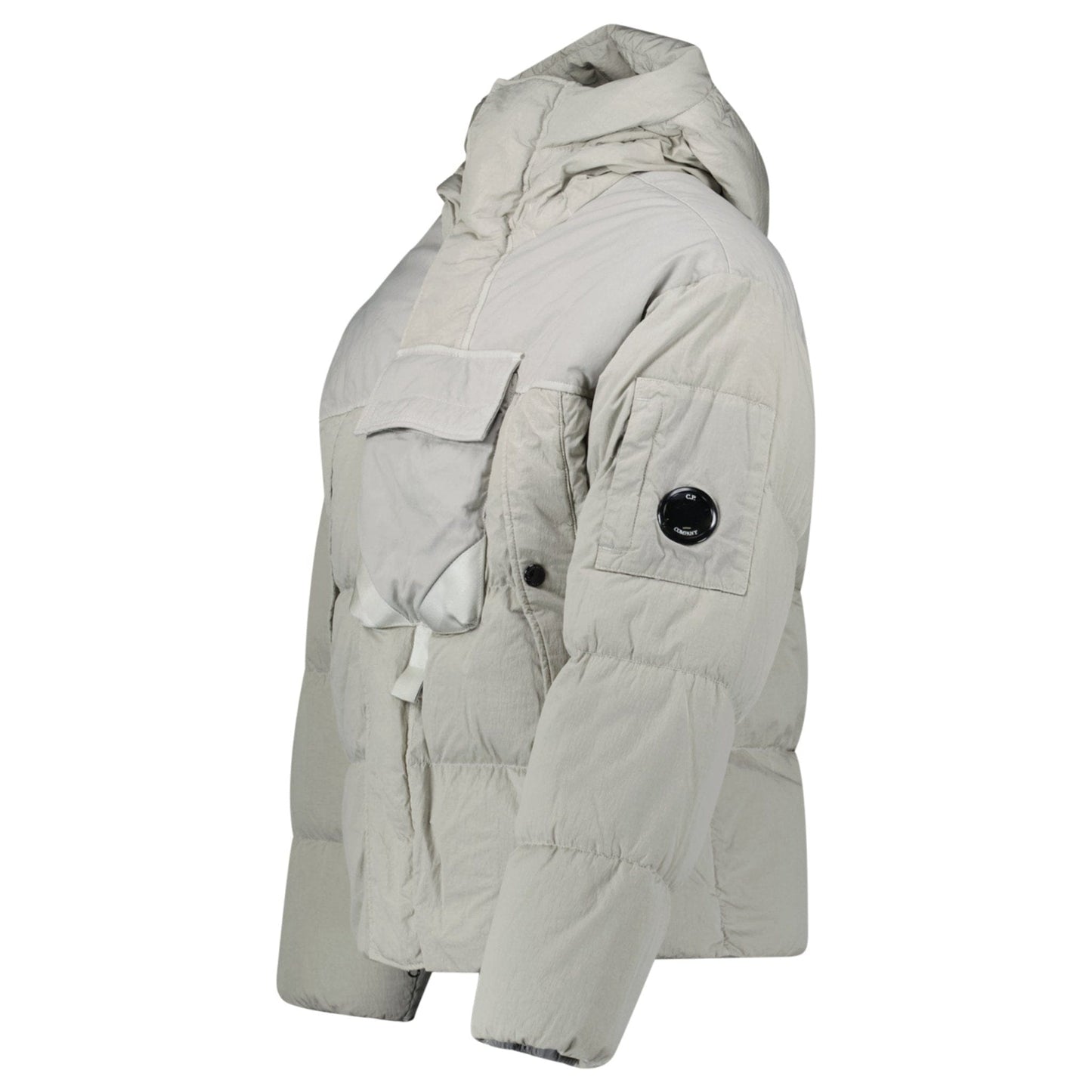 CP Company Eco-Chrome R Mixed Hooded Down Jacket Grey - Kick Game