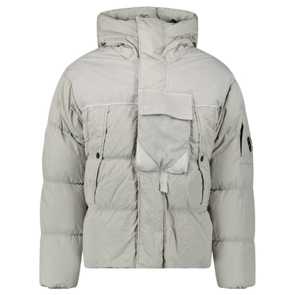 CP Company Eco-Chrome R Mixed Hooded Down Jacket Grey - Kick Game