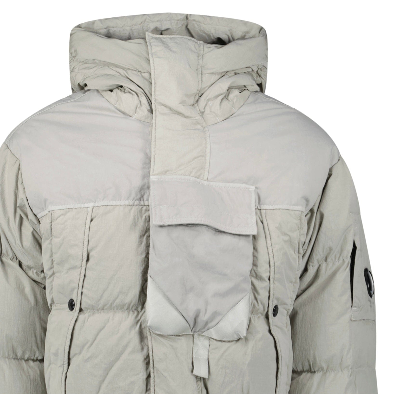 CP Company Eco-Chrome R Mixed Hooded Down Jacket Grey - Kick Game