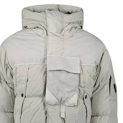 CP Company Eco-Chrome R Mixed Hooded Down Jacket Grey - Kick Game