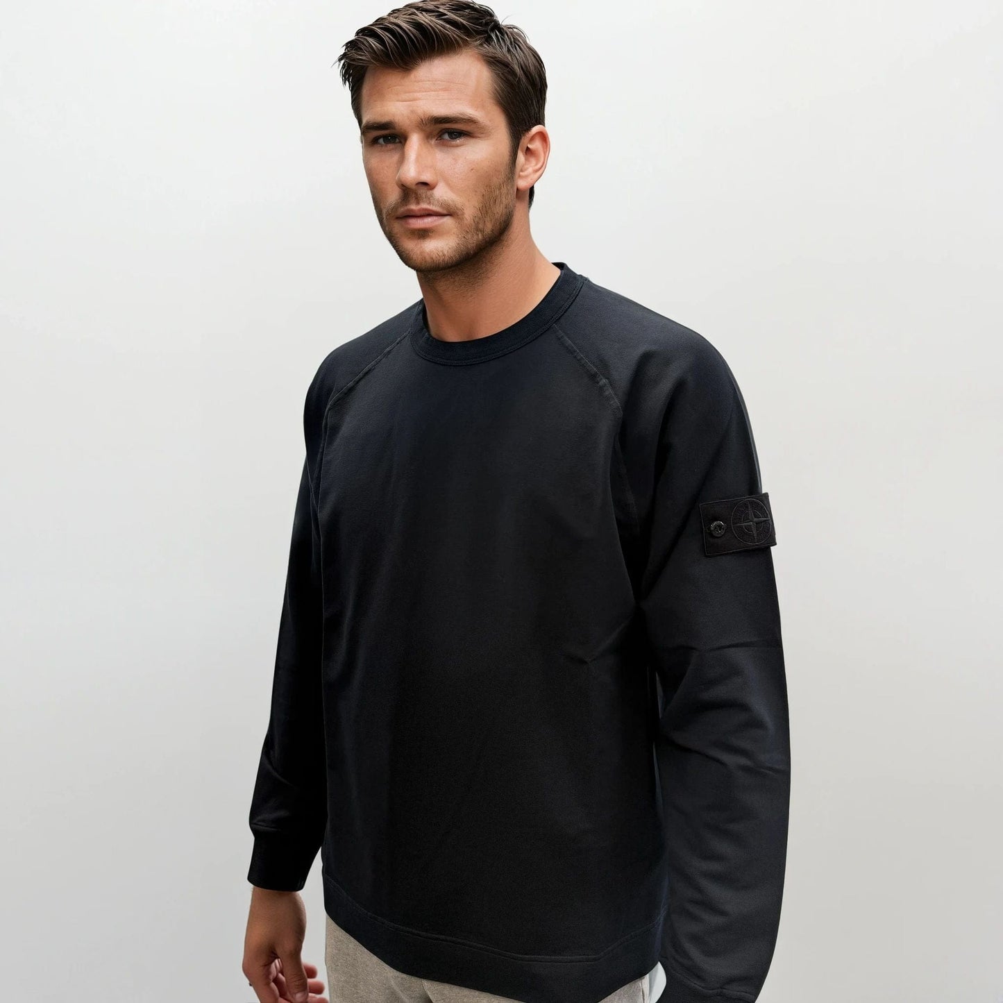 Stone Island Ghost Badge Crewneck Sweatshirt Navy - Kick Game