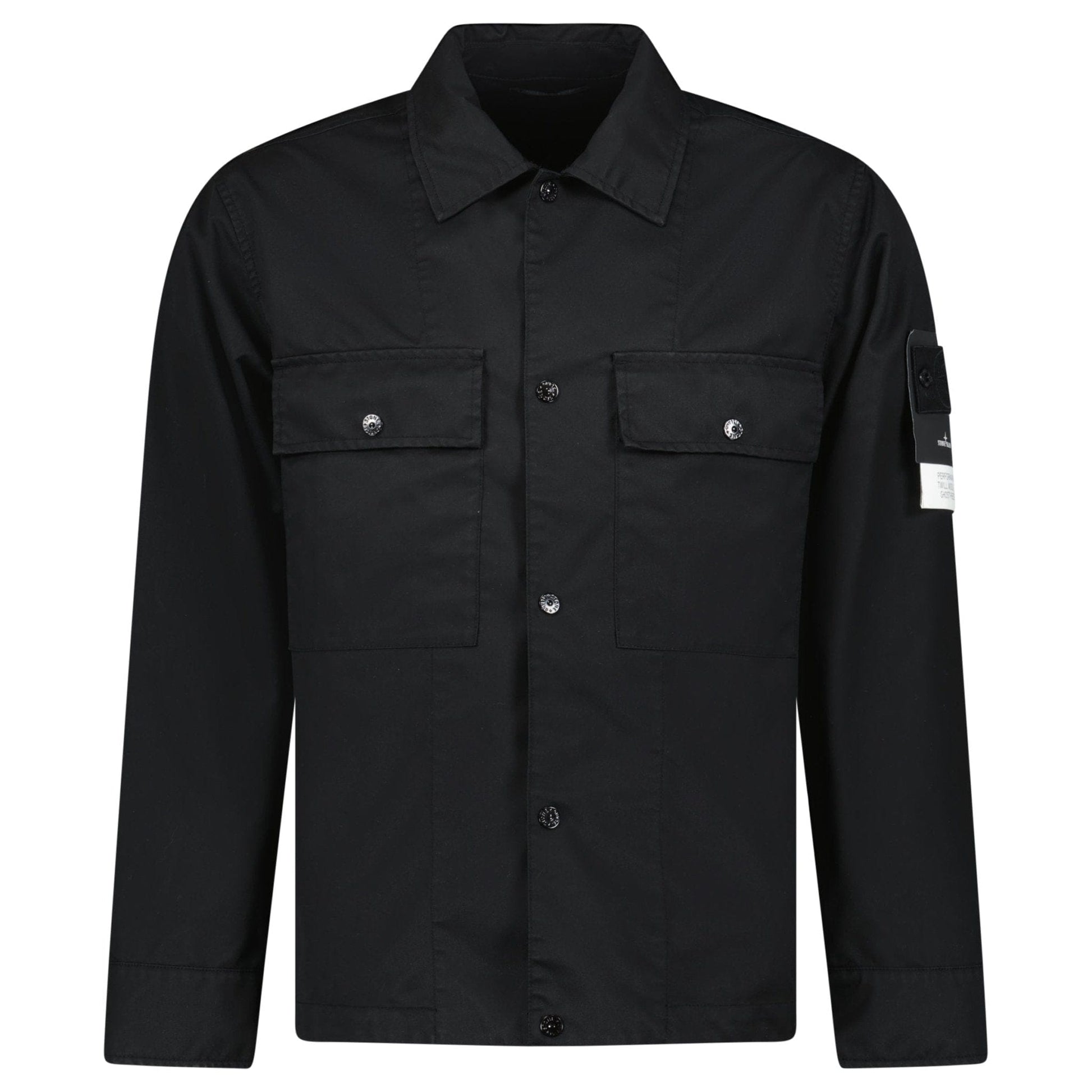 Stone Island Ghost Compass Twill Wool-TC Overshirt Black - Kick Game
