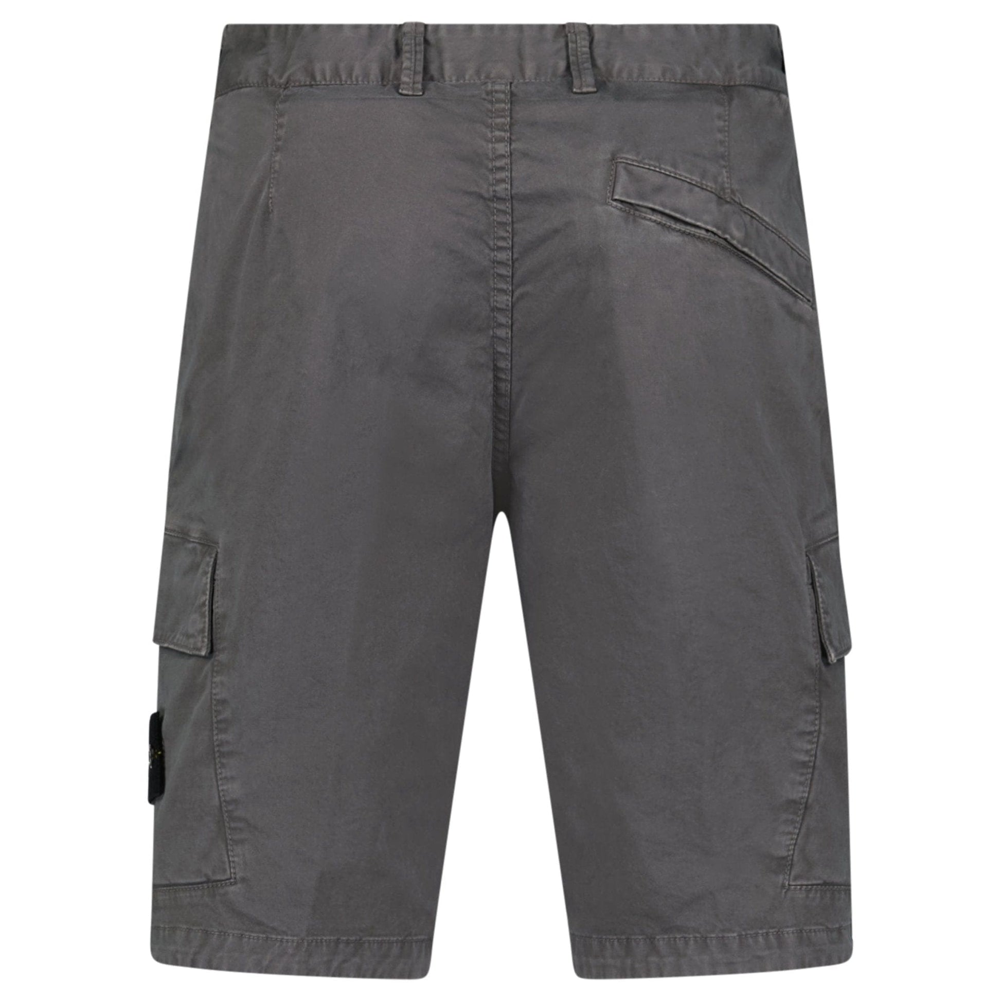 Stone Island Organic Cotton Stretch Broken Twill 'Old' Effect Cargo Shorts in Charcoal Grey - Kick Game