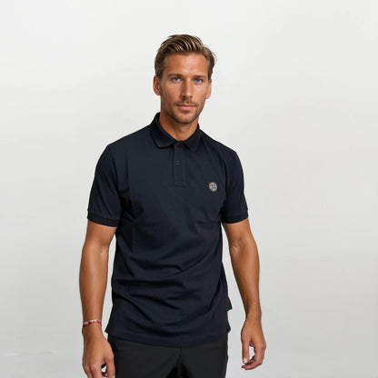 Stone Island Patch Polo T-Shirt Slim Fit Navy - Kick Game