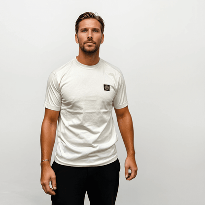 Stone Island Slim-Fit Short-Sleeve T-Shirt With Compass Patch Ivory - Kick Game