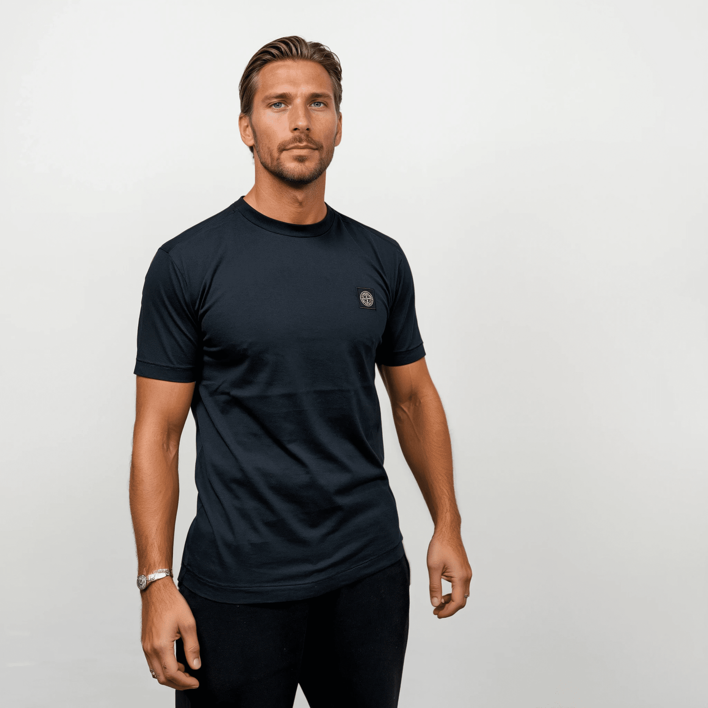 Stone Island Slim-Fit Short-Sleeve T-Shirt With Compass Patch Navy - Kick Game