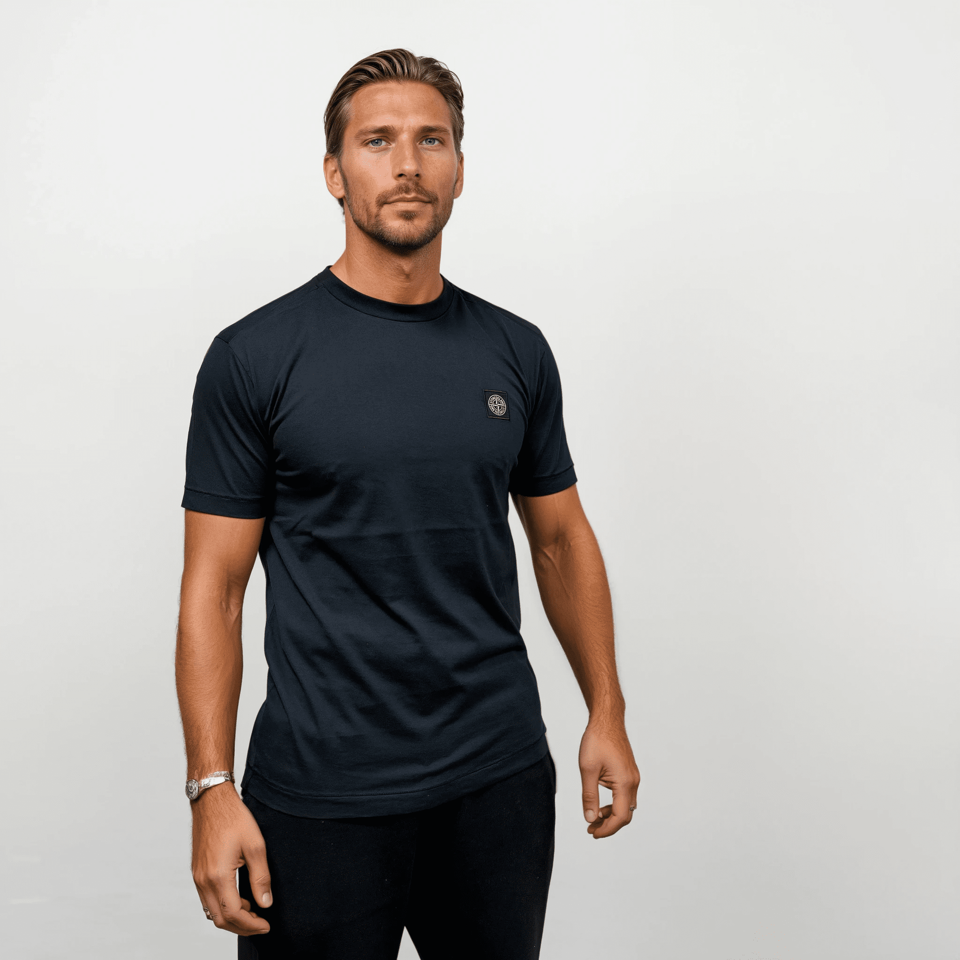 Stone Island Slim-Fit Short-Sleeve T-Shirt With Compass Patch Navy - Kick Game