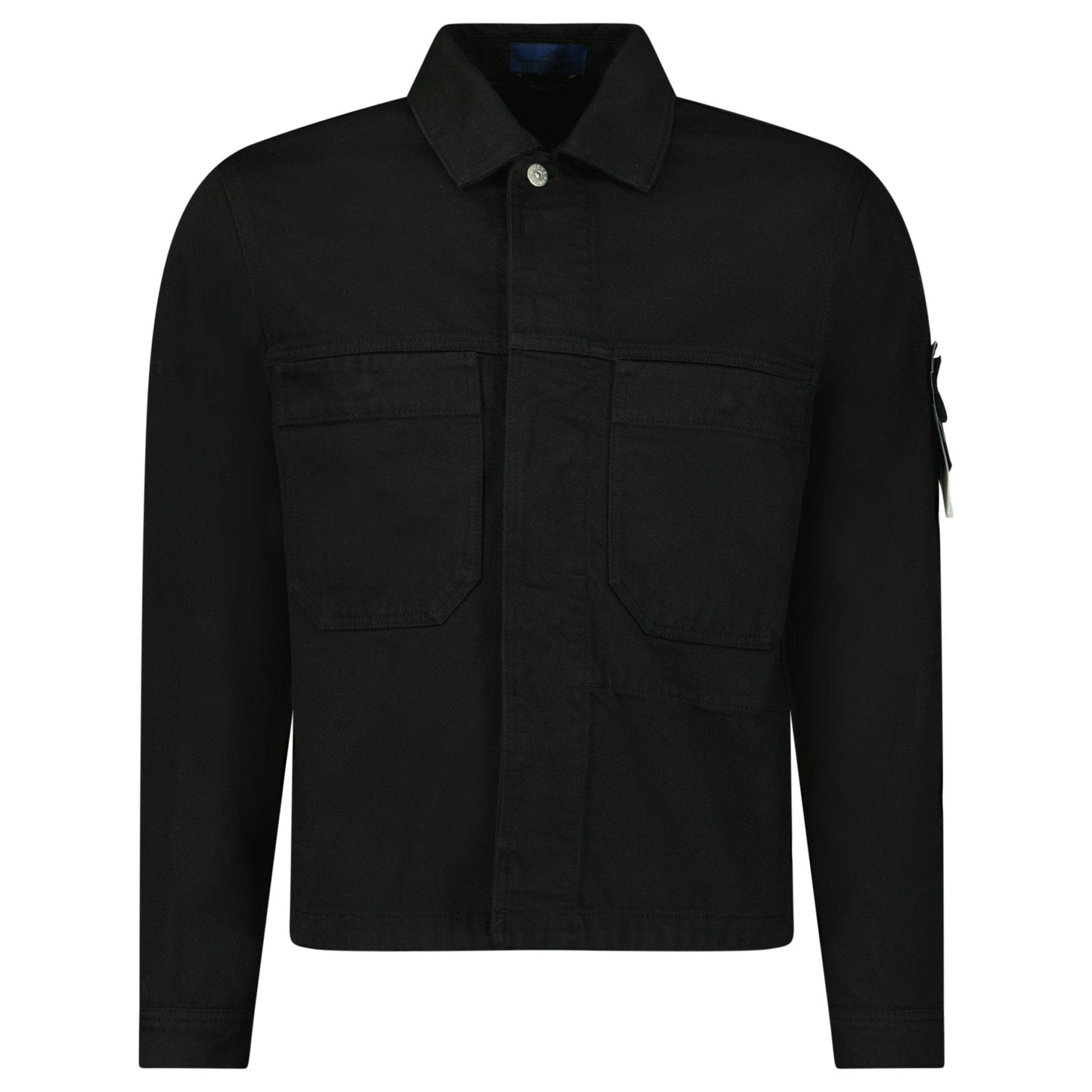 Stone Island Bull Denim-TC Coach Jacket in Black - Kick Game