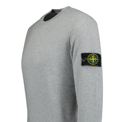 Stone Island Compass Badge Organic Cotton Crewneck Sweatshirt Grey - Kick Game