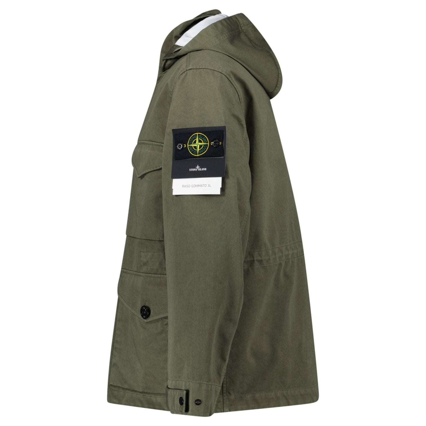 Stone Island Drawstring-Hood Regular-Fit Cotton Jacket in Military Green - Kick Game