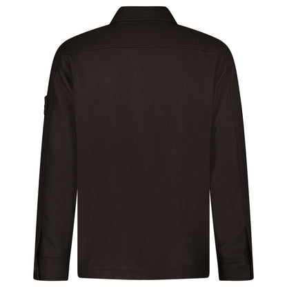 Stone Island Ghost Piece Virgin Wool-Blend Felt Overshirt in Dark Brown - Kick Game