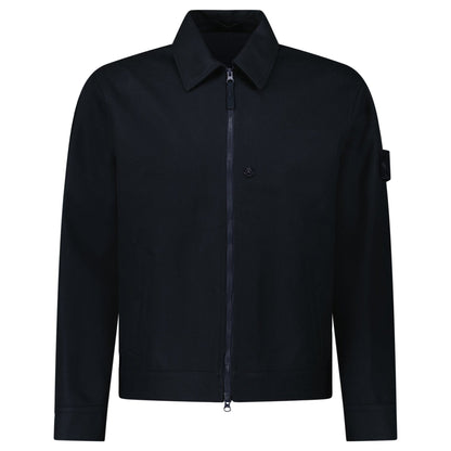 Stone Island Ghost Zip-Up Overshirt in Navy - Kick Game