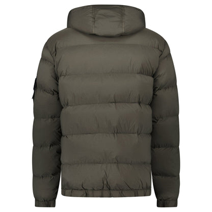 Stone Island Hooded Down Jacket with Seamless Feather Tunnels in Military Green - Kick Game