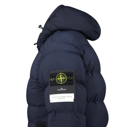 Stone Island Hooded Puffer Jacket In Seamless Tunnel Nylon Navy - Kick Game