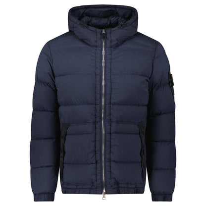 Stone Island Hooded Puffer Jacket In Seamless Tunnel Nylon Navy - Kick Game